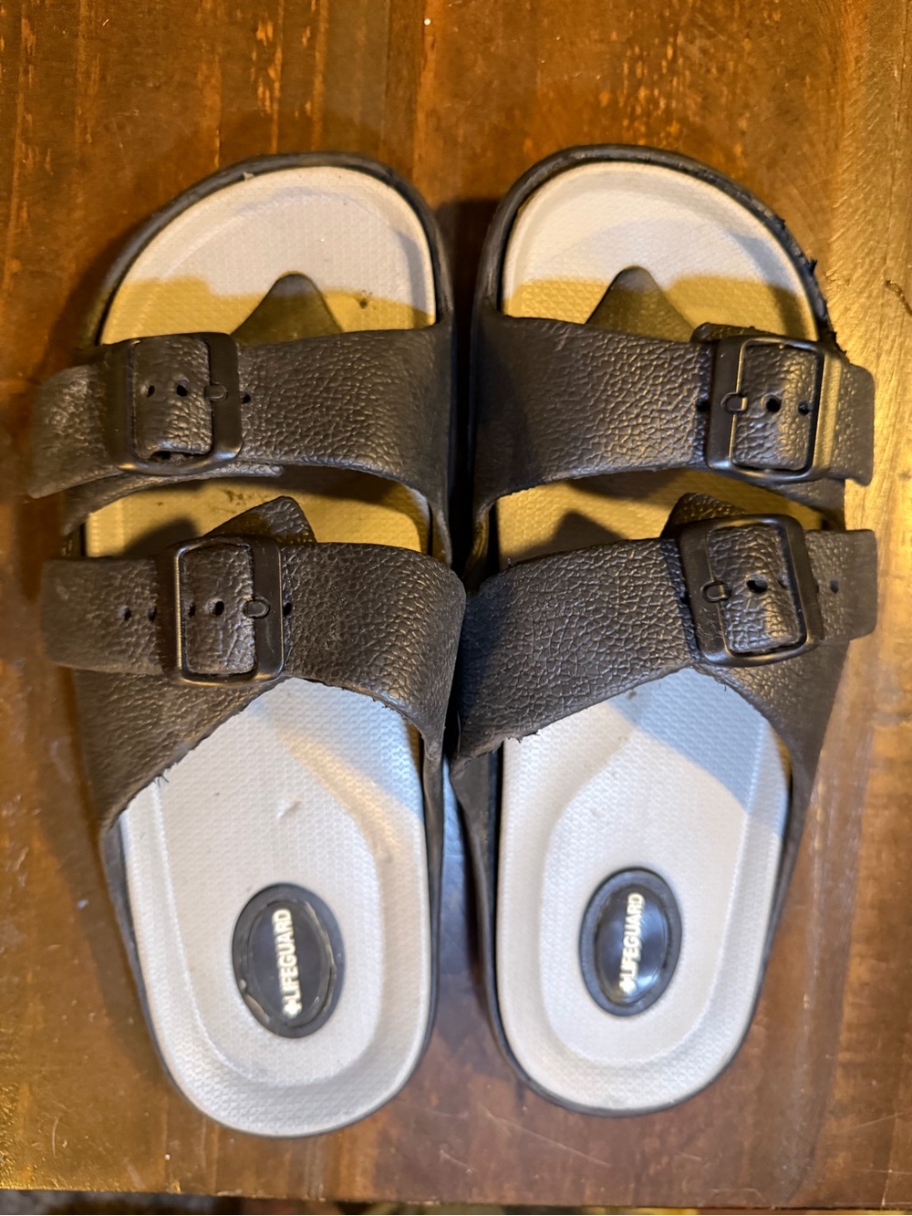 LifeGuard Black Double-Buckle Slide Sandals Size 10M